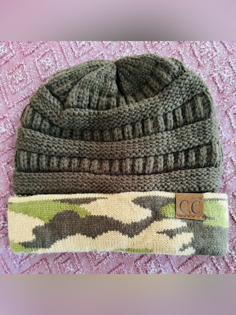C.C Kids Olive & Camo Knit Beanie